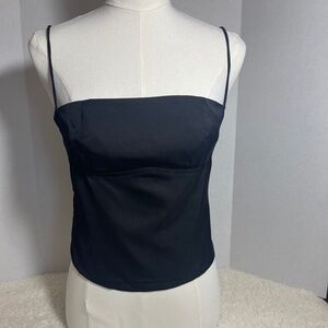 NWOT Black Satin Sheen Spaghetti Strap Camisole Top – Size Small